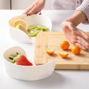 Food Prep Bowls For Cutting Board, Food Prep Bowls Plastic Containers Set for Under Cutting Board, Clear Meal Prepping Containers for Kitchen Counter Organization (3pc)