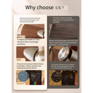 DS Modern LED Ring Flush Mount Ceiling Fan Light Quiet DC Motor Remote Control, Dimmable & Reversible for Bedroom Living Room