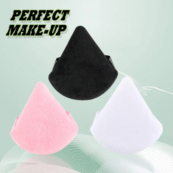 1/2/3/6Pcs Triangle Velvet Powder Puff Face Cosmetic Eye Beauty Makeup Tool Reusable Sponge Washable Mini Powder Puff Accessorie - 图片 3