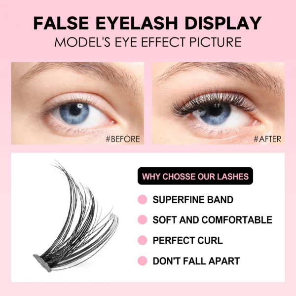 DIY Lashes Extension Kit Eyelashes 200 PCS Clusters Lash Bond and Seal Makeup Tools for Gluing Lashes Gluing Glue Accessories - 图片 3