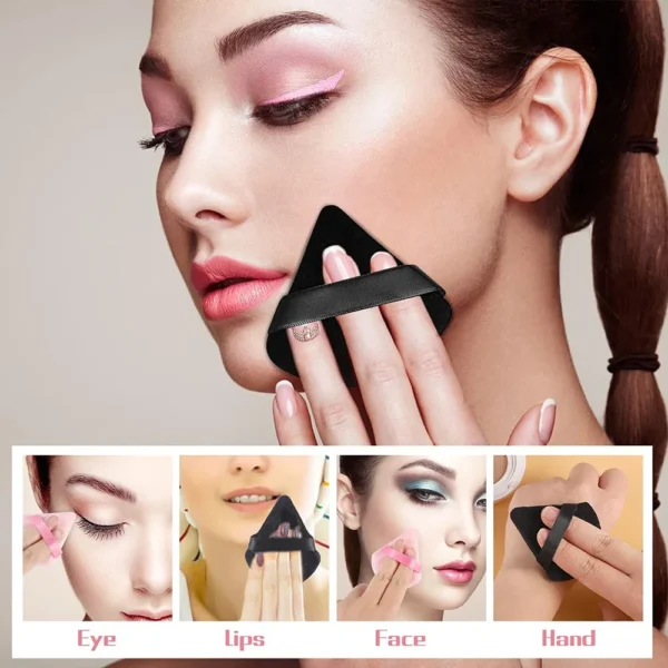 1/2/3/6Pcs Triangle Velvet Powder Puff Face Cosmetic Eye Beauty Makeup Tool Reusable Sponge Washable Mini Powder Puff Accessorie - 图片 2